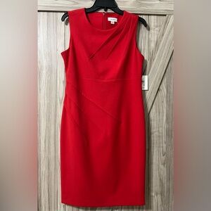 CALVIN KLEIN Red Sleeveless Stretch Crepe Dress SZ 10 NWT